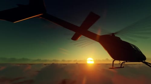 Hubschrauber auf hohen Wolken