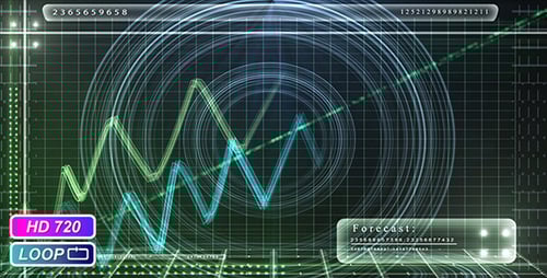 Futuristic Digital Data Display with Animated Graphs