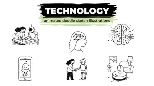 Technology and AI - Animated Doodle Sketch Illustrations