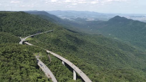 Sea Mountain landscape of national highway road in Brazil.