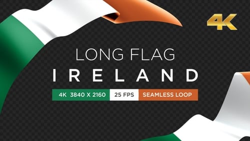 Realistic Waving Irish Flag Animated Overlay