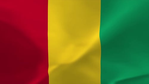 Realistic Waving Flag of Guinea Seamless Loop