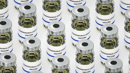 Pulsating COVID-19 Vaccine Vials Medical Research Animation