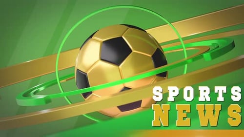 Golden Soccer Ball Rotates on a Green Background