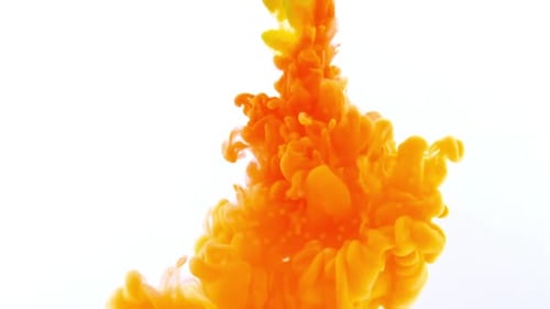Bright Orange Ink Swirling in Liquid Background
