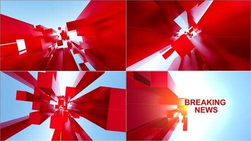 Breaking News Intro with Red Geometric Blocks