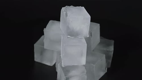 Ice Cubes Stacked in Pyramid Formation