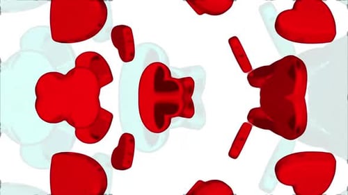 Glossy Red Hearts Kaleidoscope Loop Background Animation