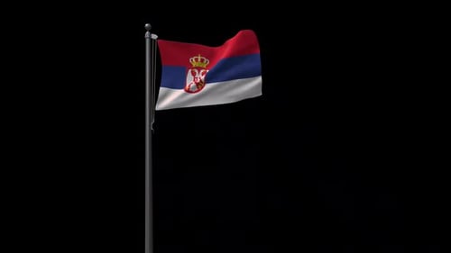Flag of Serbia Waving Seamlessly on a Flagpole