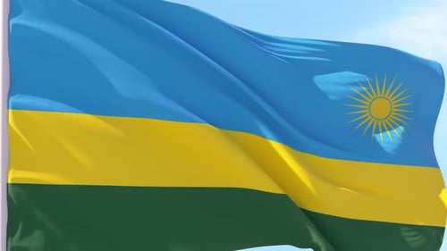 Rwanda National Flag Waving in Realistic Seamless Loop Animation