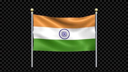 Realistic Indian Flag Waving on a Pole Animation