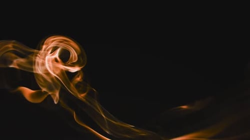Abstract Orange Smoke Flowing on Black Background