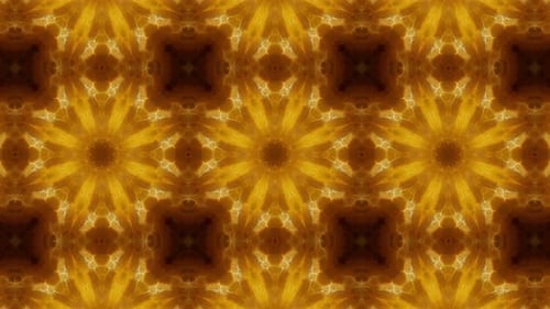 Shining Three Flower Gold Kaleidoscope Loop 4K