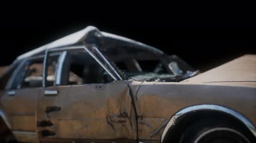 Old Rusted Crushed Car