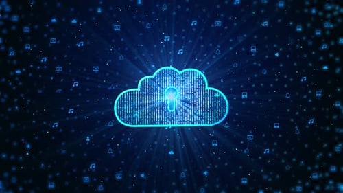 Cloud Computing Cybersicherheit digitale Datentechnologie-Netzwerkverbindung auf der ganzen Welt.