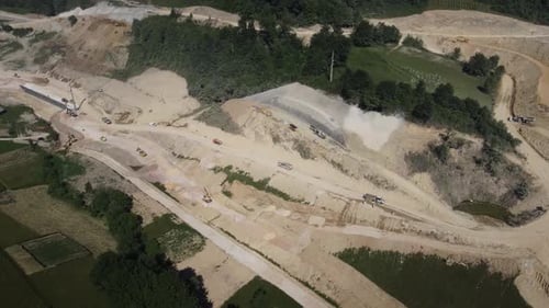 Aerial Shot New Road or Highway Construction Site 4K - V18