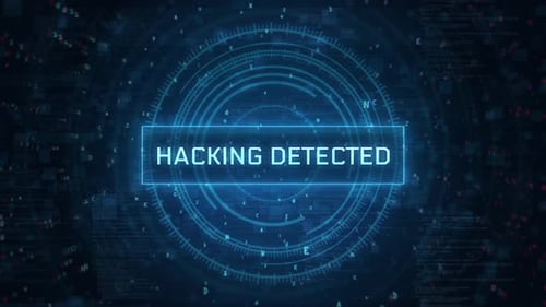 Hacking Detected Text with Futuristic Digital Glitch Background