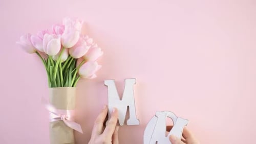Pink Tulips with a Message for Mother's Day
