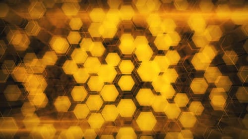 Abstract Technological Background of Glowing Hexagons
