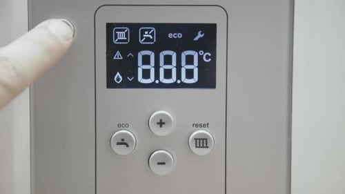 Digital Thermostat Temperature Adjustment Close Up