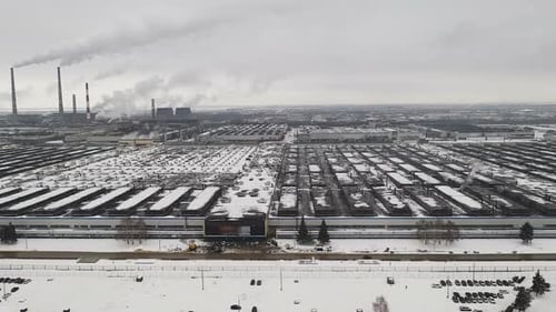 Huge Car Factory. AvtoVAZ, Togliatti. Factory for the Production of Russian Cars. Plant Aerial View