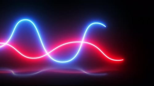 Abstract Background With Glowing Neon Waves, Ultraviolet Light, Laser Show, Virtual Reality 4K