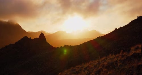 Majestic Mountains Glowing in Golden Sunset Light