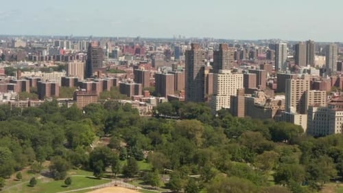 AERIAL: Beautiful Central Park View at Sunny Summer Day