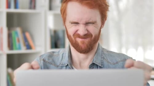 Casual Redhead Man Upset By Project Failure
