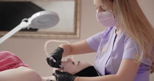 Cosmetology Procedure of the Machine Exfoliation Face Peeling 60p Prores HQ