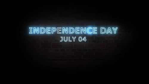 Independence Day July 4th Neon Text Title