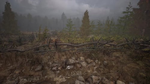 An Old Wood Fence with a Country Field Behind It