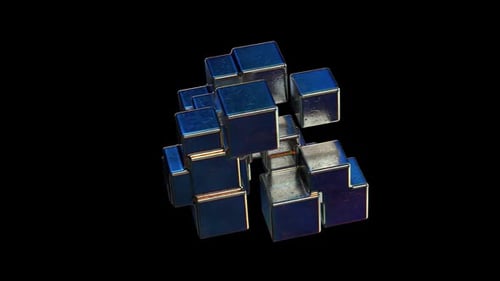 Abstract Steel Cube Cubic Shape Animation Loop