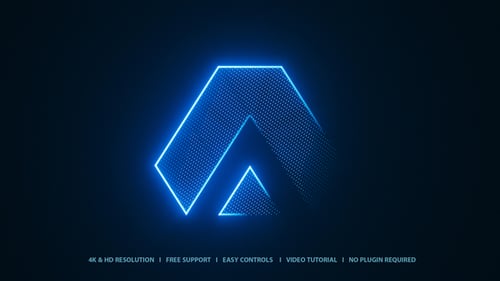 Neon Line Art Digital Logo Reveal Intro