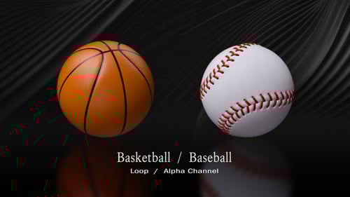 3D Animated Rotating Basketball and Baseball on Dark Background