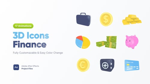 Animated 3D Finance and Business Icons Pack
