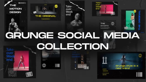 Grunge Social Media Collection Mogrt