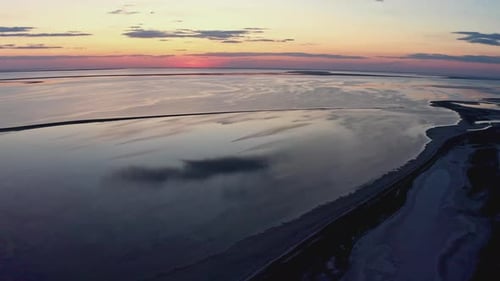 Unusual Islands on a Brilliant Lake and Colorful Sunset