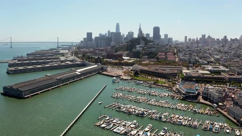 Aerial View of the Docks in San Francisco Near San Francisco Bay