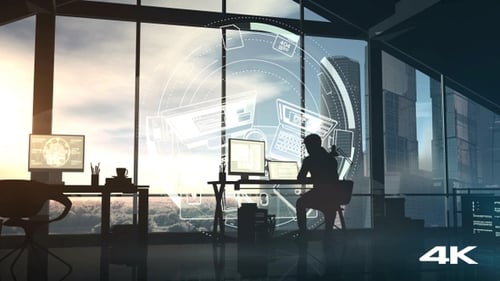 Web Programmer And Infographics In Augmented Reality 4K