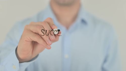 Success And Nothing Less, Man Writing on Transparent Screen