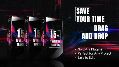 Analog VHS Glitch Transition Bundle-Vintage TV Glitch Effects for Video Editing For Premiere Pro