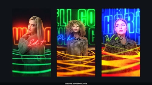 Neon Animated Lines Poster Storie