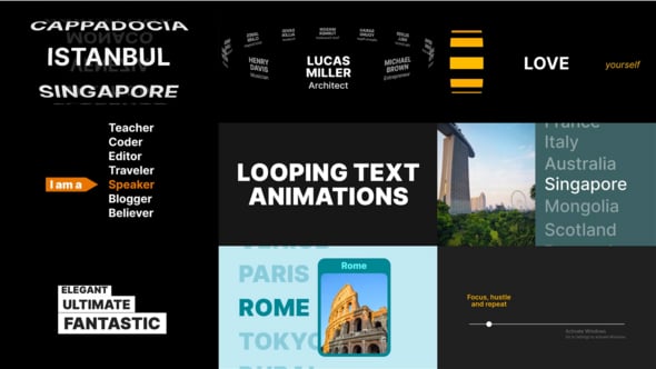 Dynamic Looping Text Animations: Modern Kinetic Typography Titles ...