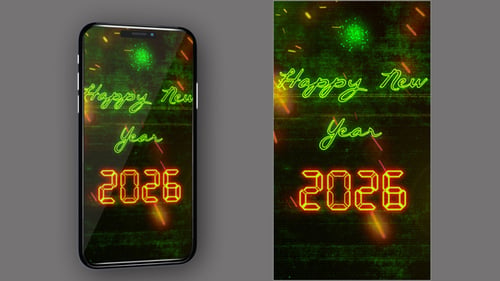 New Year Countdown 2026 Neon V2 - Vertical Video
