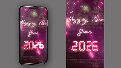 New Year Countdown 2026 Neon V3 - Vertical Video