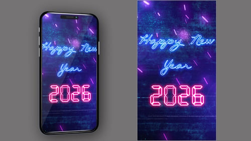 New Year Countdown 2026 Neon V4 - Vertical Video
