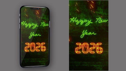 New Year Countdown 2026 Neon V8 - Vertical Video