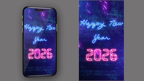 New Year Countdown 2026 Neon V7 - Vertical Video