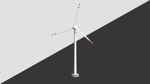 3D Animation of Wind turbine rotates | Alpha Channel